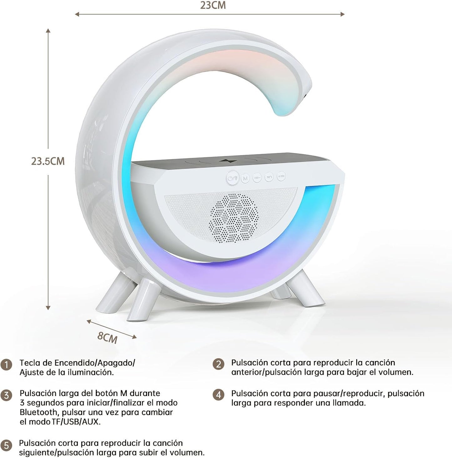 Parlante G 3 en 1 con Cargador Inalámbrico y Luces RGB