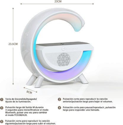 Parlante G 3 en 1 con Cargador Inalámbrico y Luces RGB