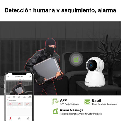 Cámara de Seguridad 1080P con Visión Nocturna y Detección de Movimiento