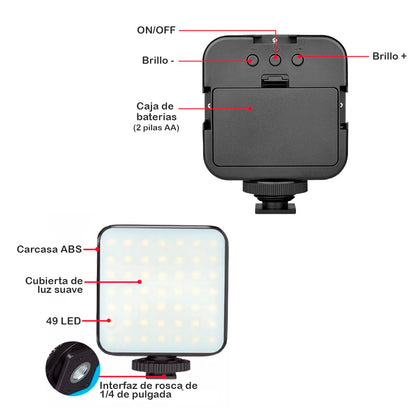 Kit Estabilizador 7 en 1 para Grabación: Trípode, Luz LED y Micrófono