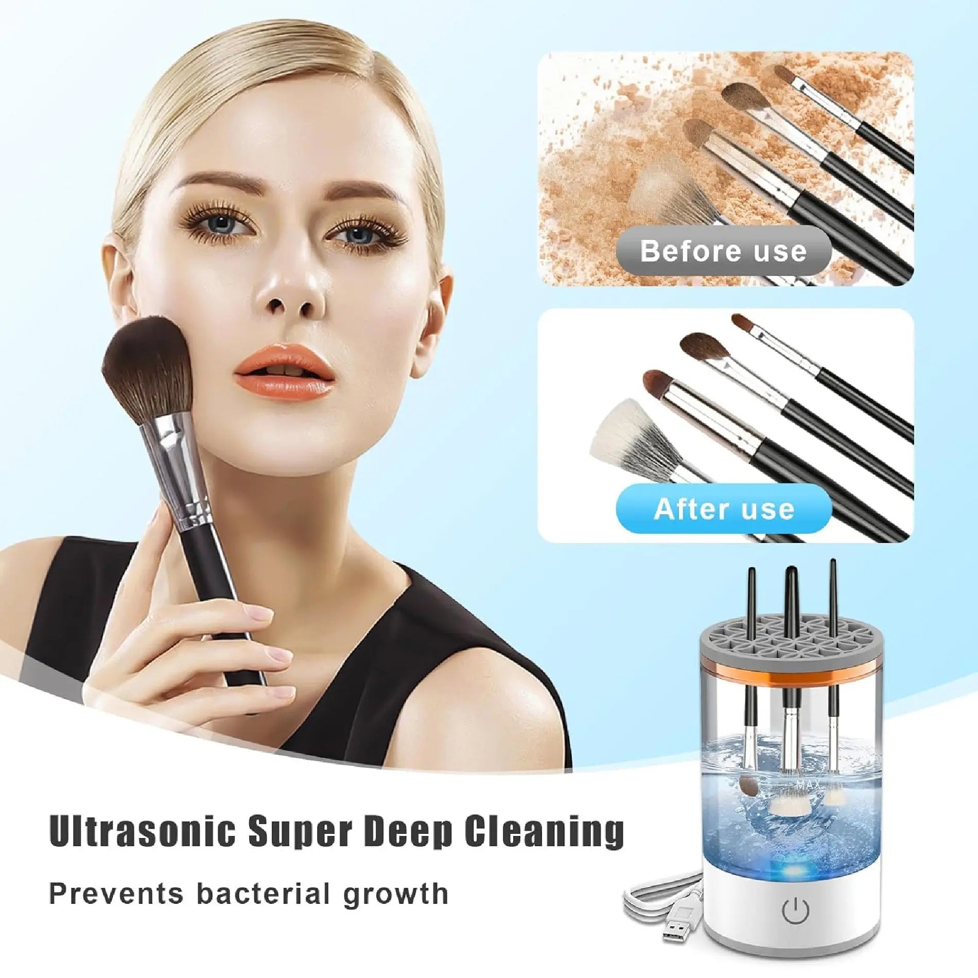 Limpiador eléctrico de brochas de maquillaje 3 en 1 - Limpieza y Secado en Minutos Bahe Store